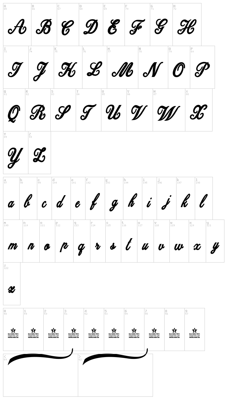 Dattermatter font map